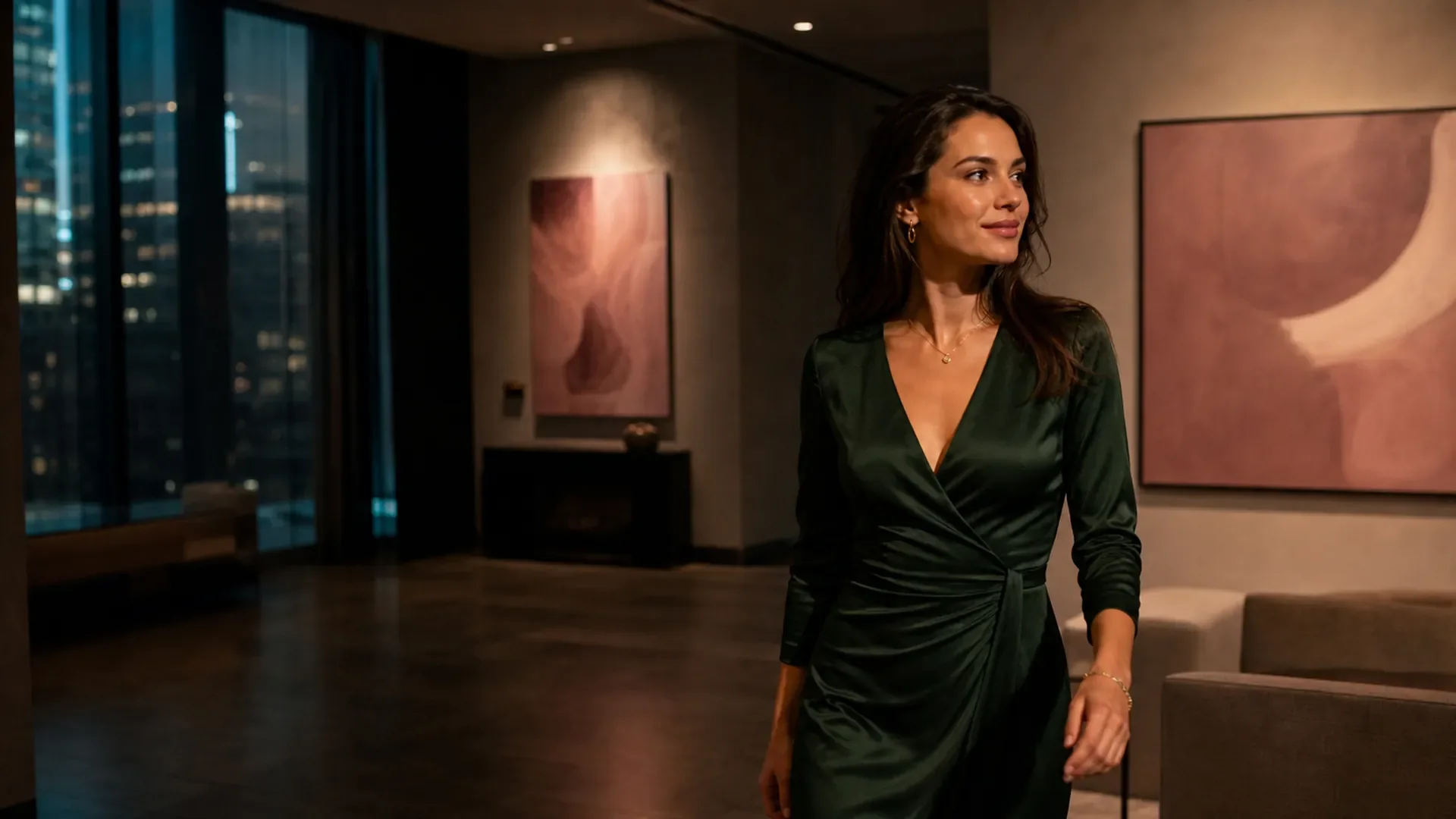 A stylish Atlanta sugar baby in a contemporary Midtown gallery